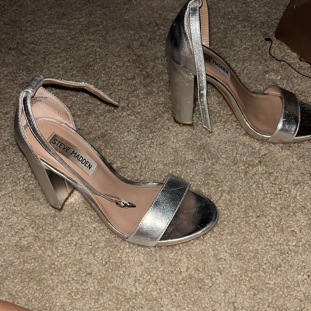 Steve Madden Carson Block Heels Silver - image 3